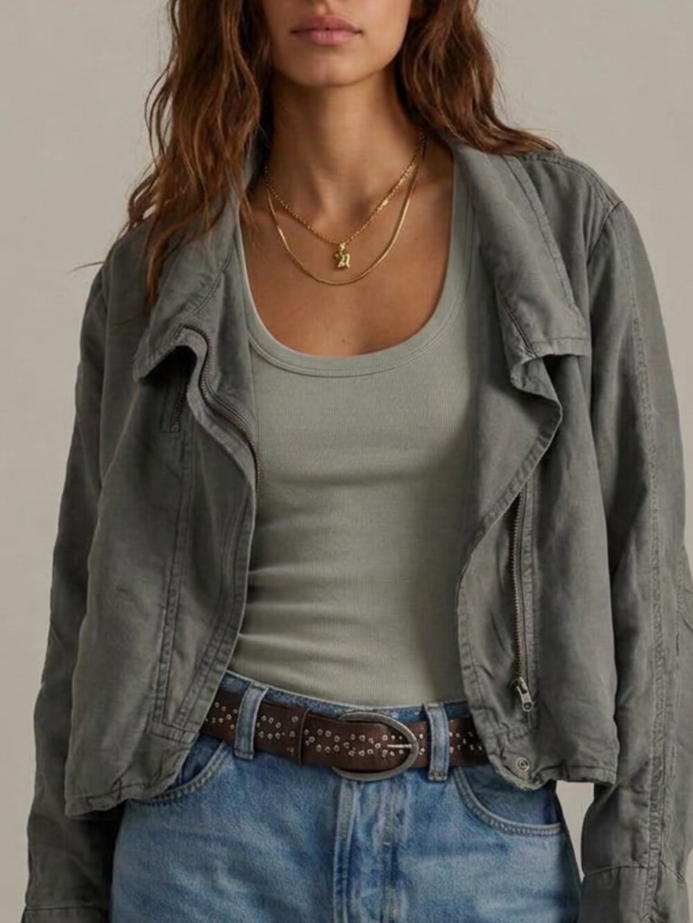Stella Carakasi Hemp/Tencel Blend Cropped Slouchy Utility Jacket Size XL (or L)